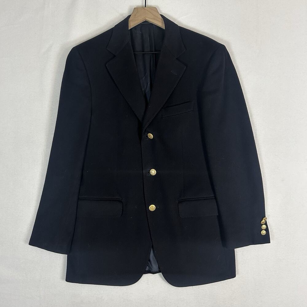 Mario Calderoni Roma Men’s Wool Blazer 40 Black Loro Piana 3 Gold Button Italy